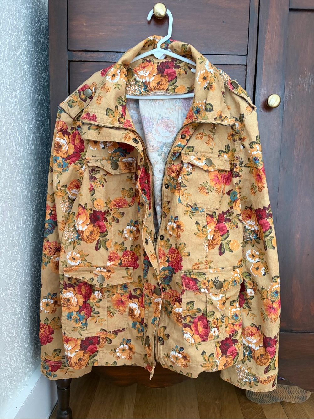 Passport women’s  Floral Utility Jacket in Mustard cottage core western size XL
